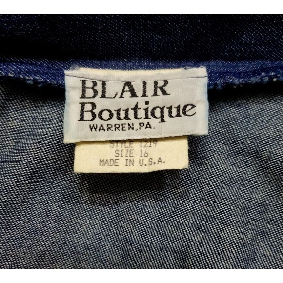 VTG BLAIR BOUTIQUE Women's Size 16 Denim Jean Jump Suit Straight Leg Dark Wash - Picture 4 of 4